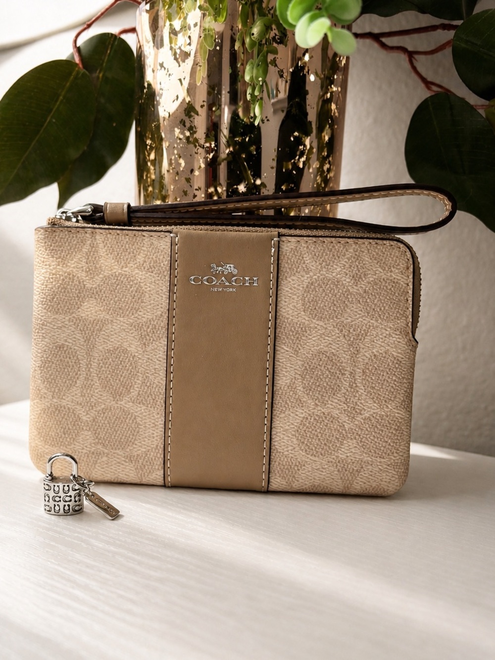 NEW! Coach Wristlet Wallet + Charm